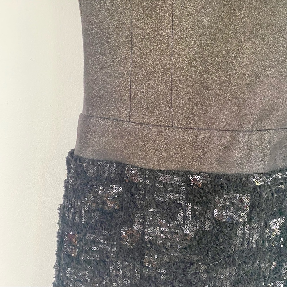 5/48 Black Metallic Sequin Wool Sleeveless Formal Dress - Picture 2 of 7